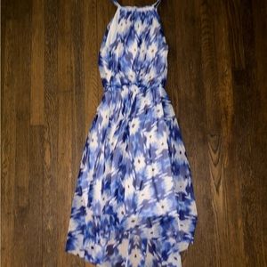 High Low Blue Floral Dress